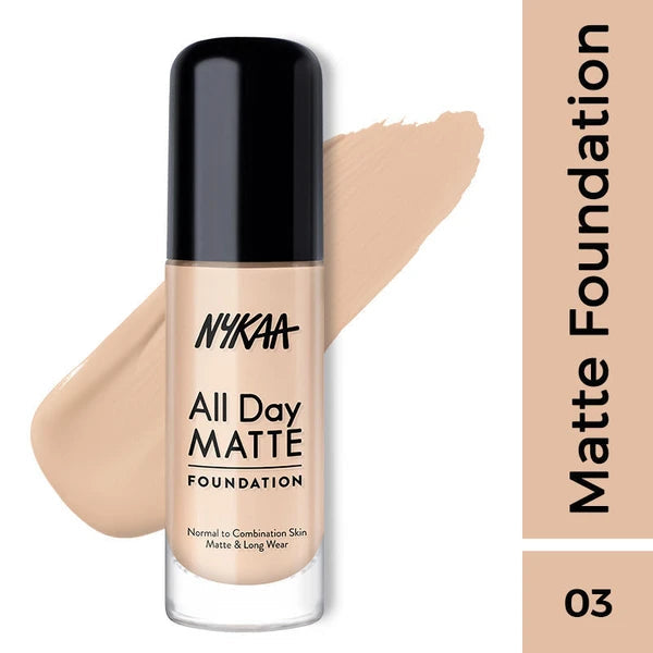 Nykaa All Day Matte Long Wear Liquid Foundation For Normal To Combination Skin 30ml