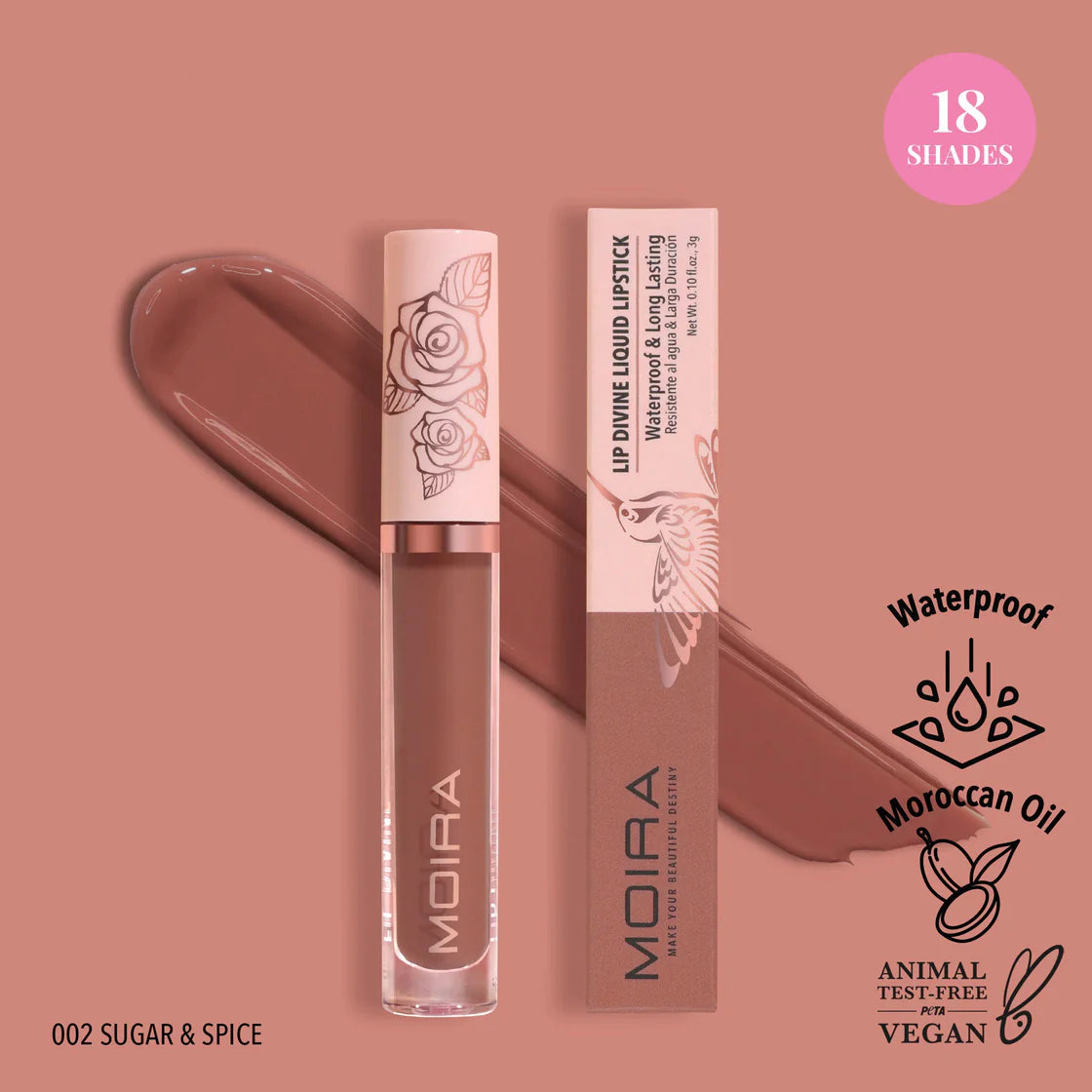 MOIRA Lip Divine Liquid Lipstick (002 Sugar & Spice)
