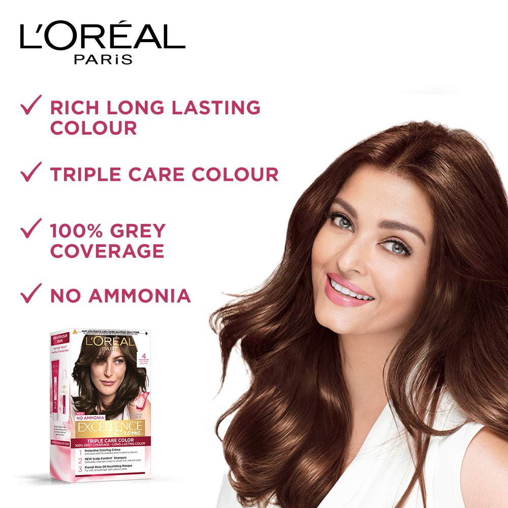 Loreal Paris Excellence Triple Care Color 4 Natural Brown 100g+72ml