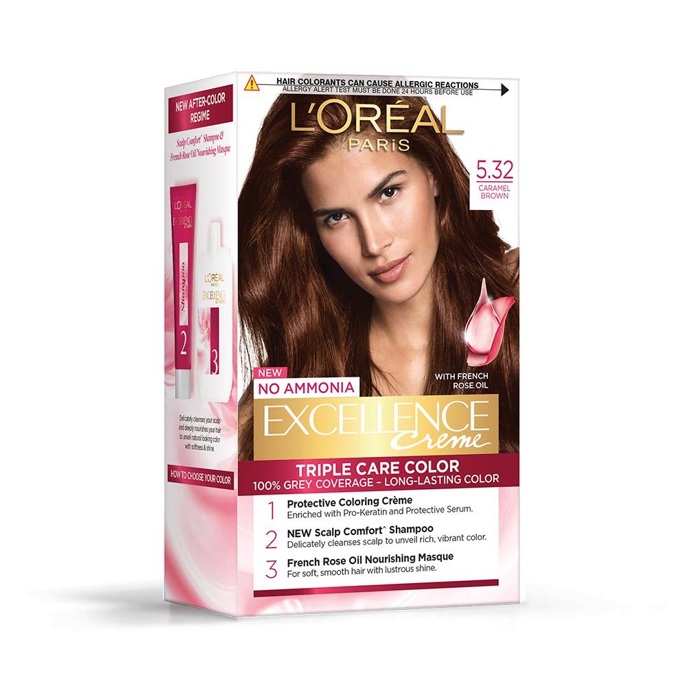 Loreal Paris Excellence Creme Triple Care Color 5.32 Caramel Brown 100G+72ml