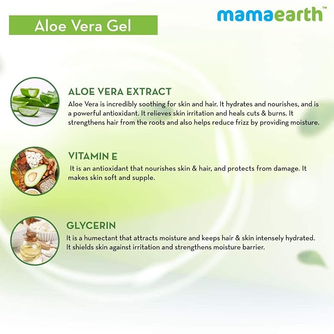 Mamaearth Aloe Vera Gel - 300ml | For Face, with Pure Aloe Vera & Vitamin E for Skin and Hair | All Skin Type