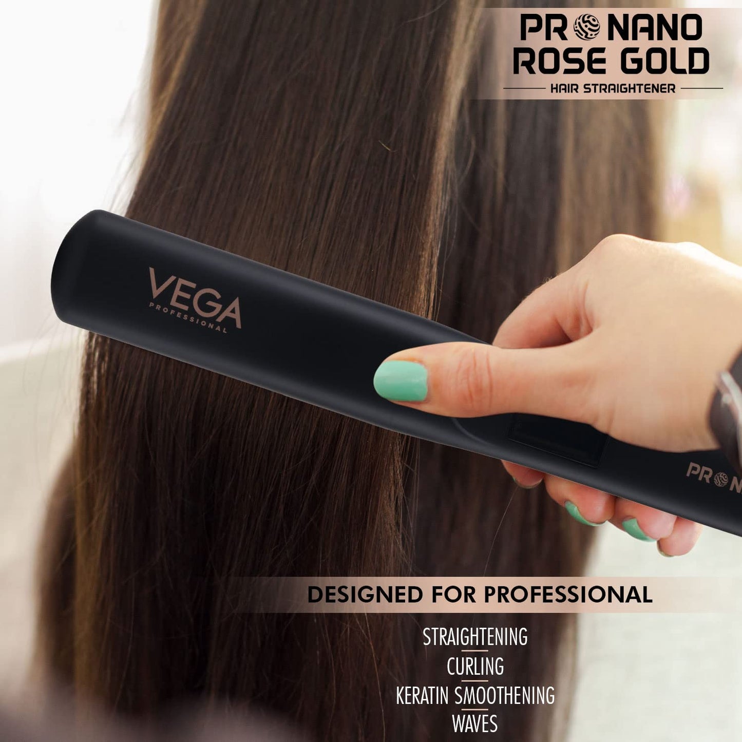 Vega Professional Pro Nano Rose Gold Hair Straightener