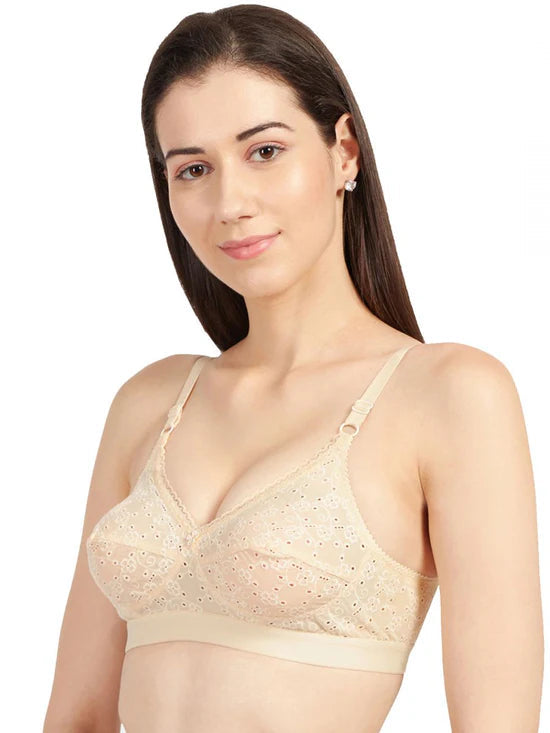 SONARI Cream Chikankari Bra