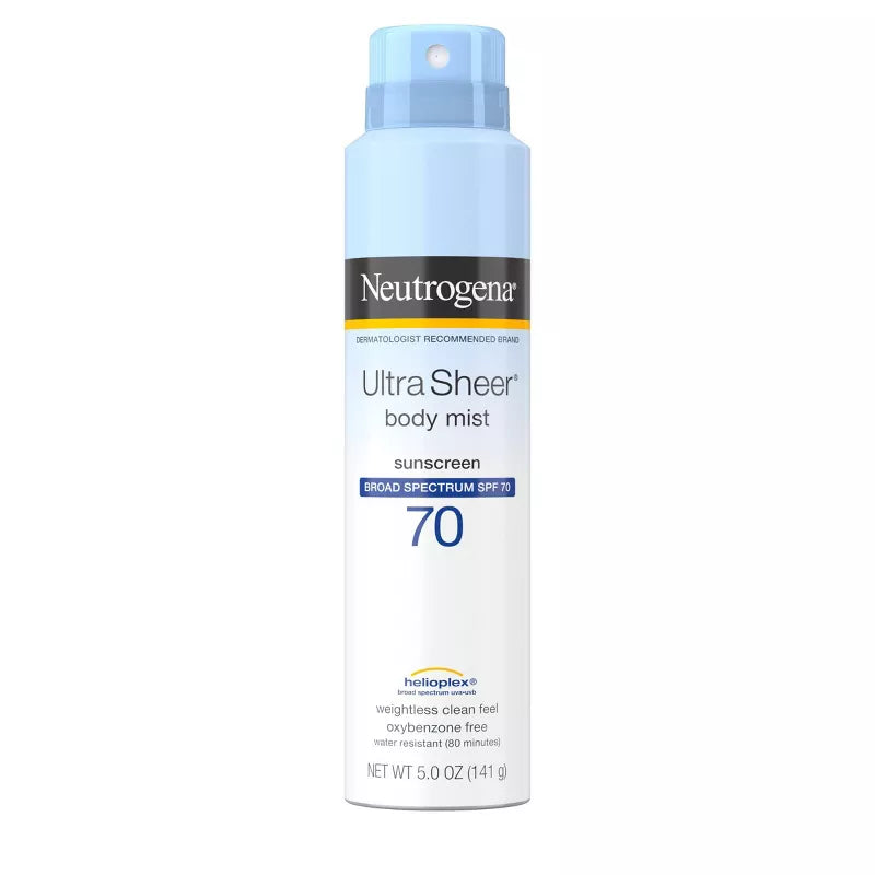Neutrogena Ultra Sheer Body Mist Sunscreen Broad Spectrum Spray SPF 70 141gm