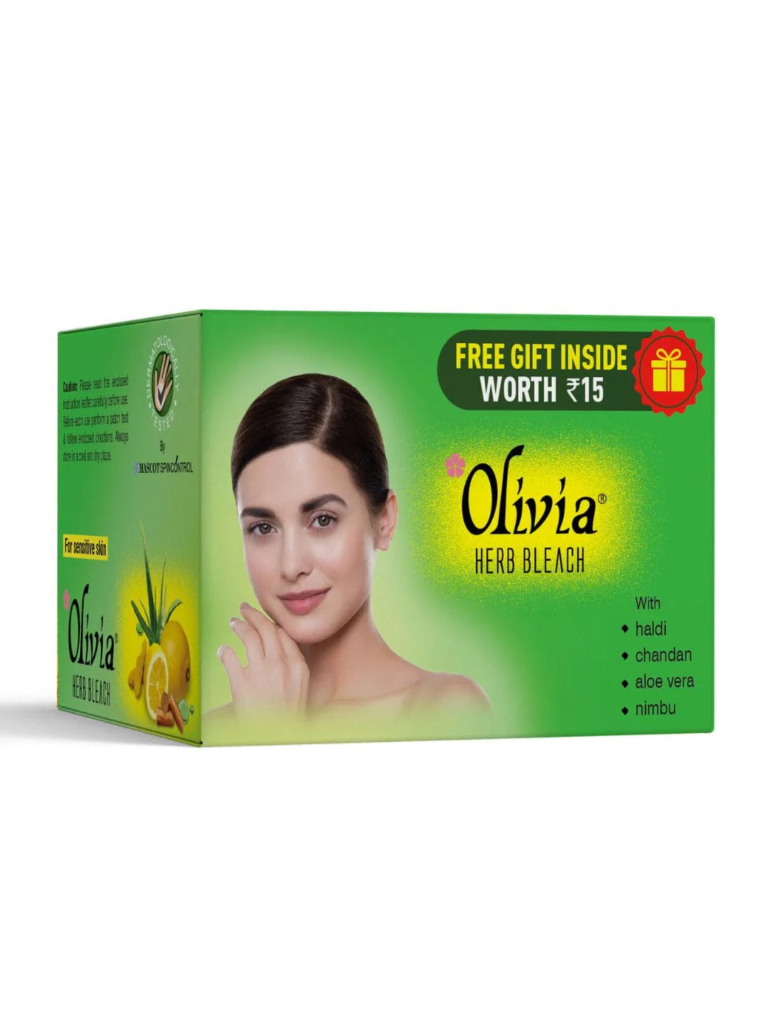 Olivia Herb Bleach for Sensitive Skin with Haldi, Chandan, Aloe Vera and Nimbu 60g
