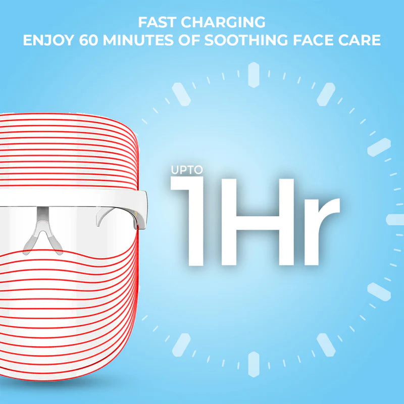 WINSTON LED LIGHT THERAPY FACE MASK TRANSPARENT & WHITE WITH 3 LIGHT MODES