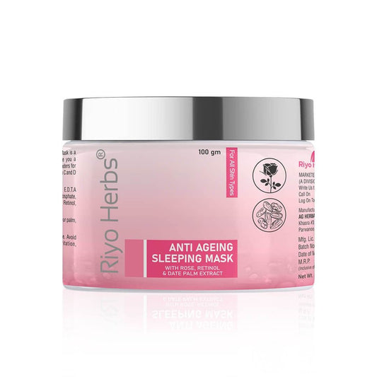Riyo Herbs Anti Ageing Sleeping Mask, Night Gel With Rose, Date Palm & Pine Bark Extracts for Reduces Fine Lines and Wrinkles, Radiant & Glowing...