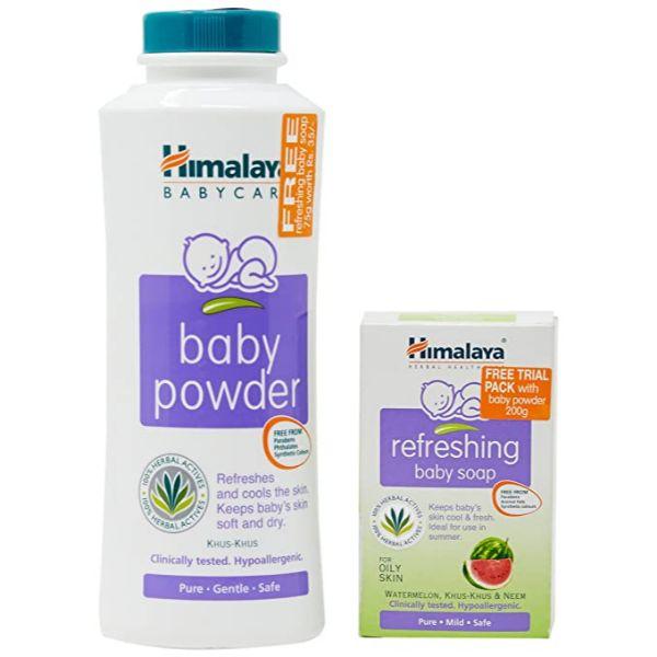 Himalaya Baby Powder 200 gm + Free Refreshing Baby Soap 75gm
