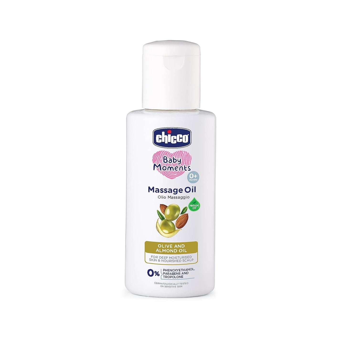 Chicco Baby Moments Massage Oil, Olive and Almond Oil 100ml
