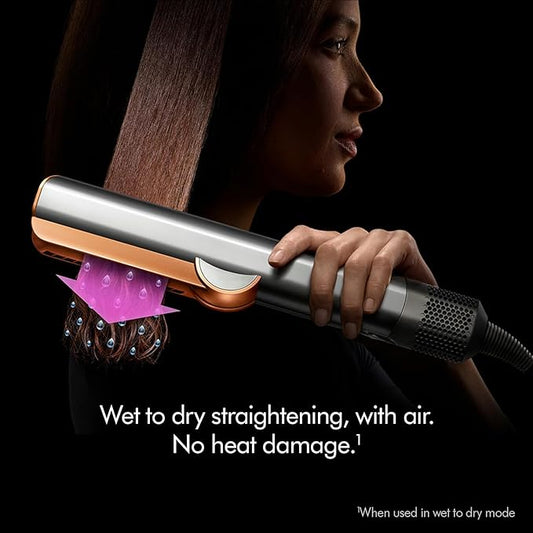 Dyson Airstrait™ Straightene| Dry & Straighten| Volumunious & Shiny Hair| Travel Friendly|Intelligent Heat Control|  (Bright Nickle / Bright Copper)