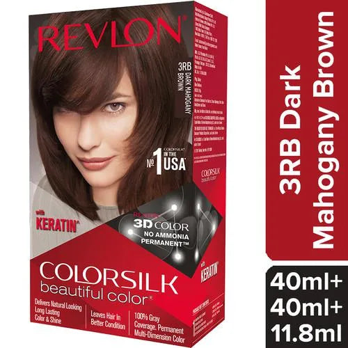 Revlon Colorsilk Hair Color - No Ammonia, With Keratin & 3D Color Gel Technology, 155.61 g Dark Mahogany Brown 3RB