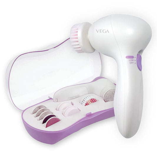 VEGA Smart 9-in-1 Head To Toe Cleaning Set For Pedicure, Manicure And Skin & Body Massager, (VHCK-01), White