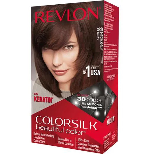 Revlon Colorsilk Hair Color - No Ammonia, With Keratin & 3D Color Gel Technology, 155.61 g Dark Mahogany Brown 3RB