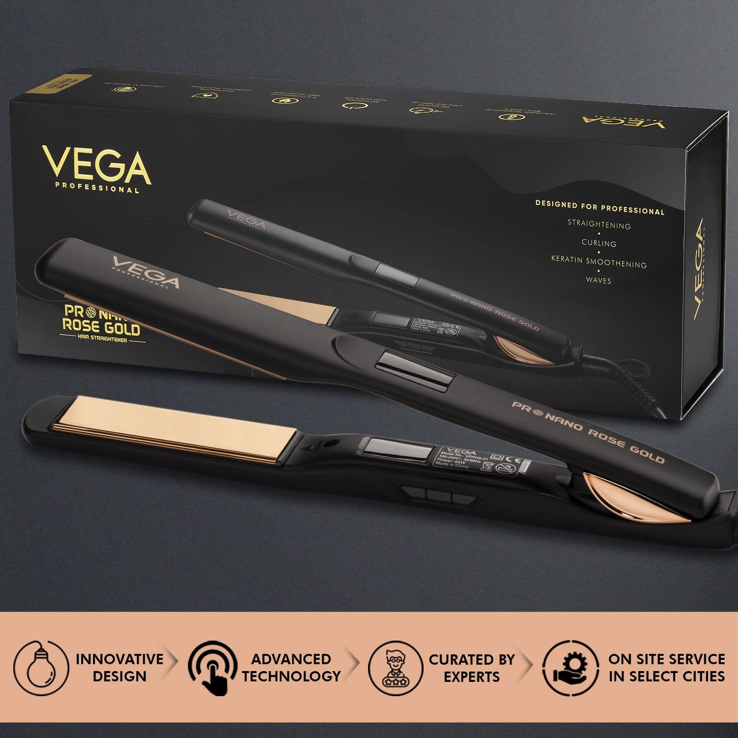 Vega Professional Pro Nano Rose Gold Hair Straightener