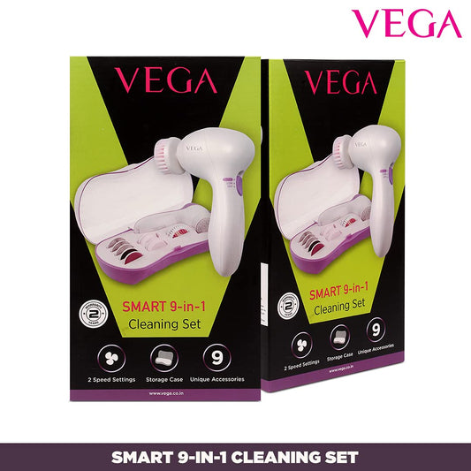 VEGA Smart 9-in-1 Head To Toe Cleaning Set For Pedicure, Manicure And Skin & Body Massager, (VHCK-01), White