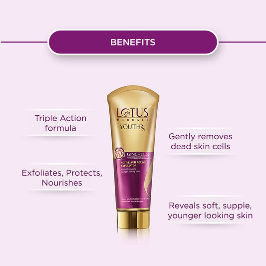 Lotus Herbals YouthRx Anti Ageing Exfoliator, Boosts Radiance For Smoother And Firmer Skin, 100g
