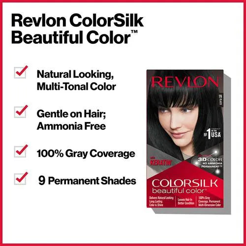 Revlon Colorsilk Hair Color - No Ammonia, With Keratin & 3D Color Gel Technology, 155.61 g Dark Mahogany Brown 3RB