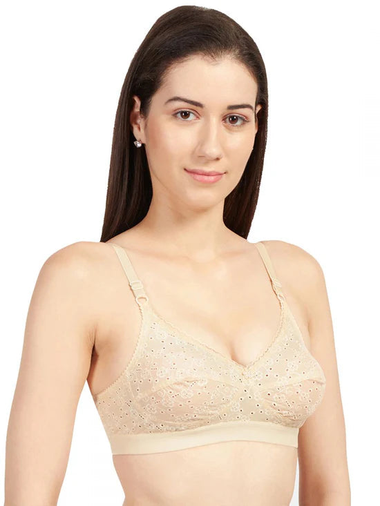 SONARI Cream Chikankari Bra