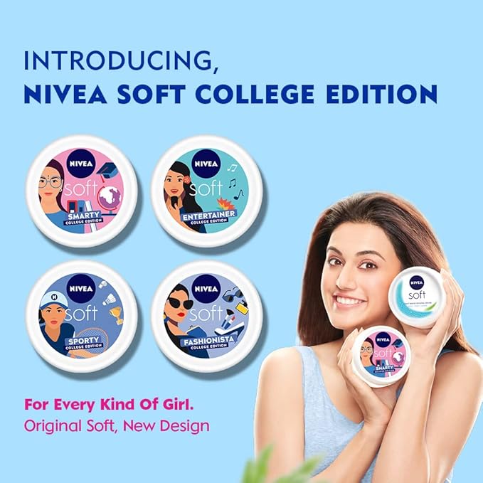NIVEA Soft Smarty College Edition Moisturizer for Face, Hand & Body, Non Sticky Cream 300ml