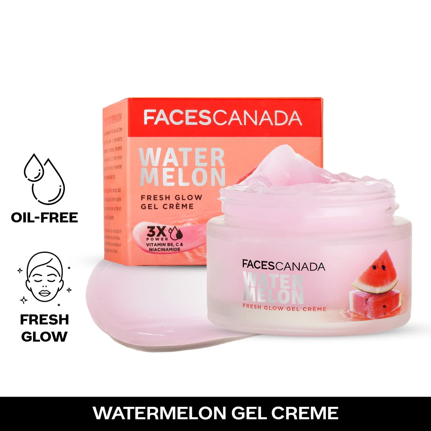 Faces Canada Watermelon Fresh Glow Gel Creme 3X Power Vitamin B5.C & Niacinamide 50gm