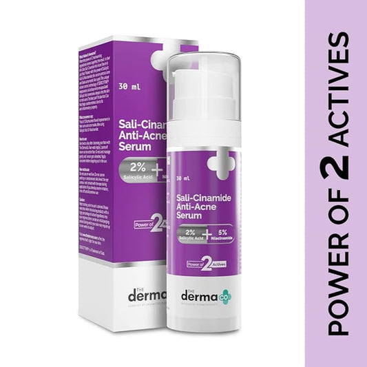 The Derma Co Sali-Cinamide Anti-Acne Face Serum I 2% Salicylic Acid & 5% Niacinamide I Fights Active Acne & Treats Acne Marks I Serum For Acne Prone & Oily Skin I Power Of 2 Actives 30ml