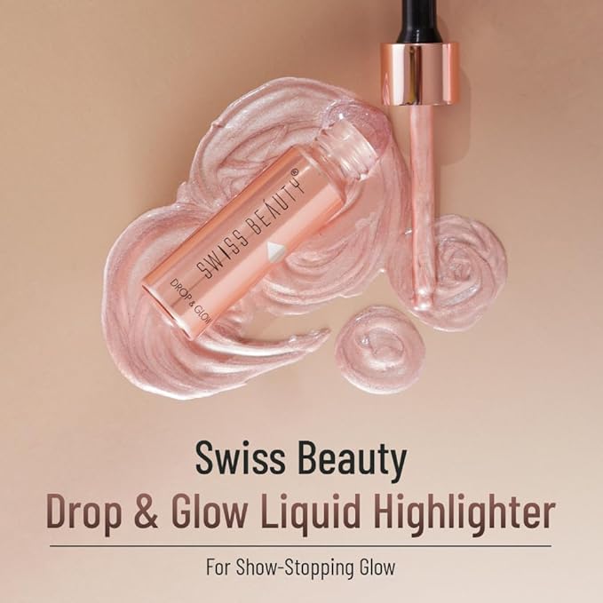 Swiss Beauty Drop & Glow Liquid Highlighter For Face Makeup | Illuminating Liquid Highlighter With Dewy Finish | Shade -Metal 18ml