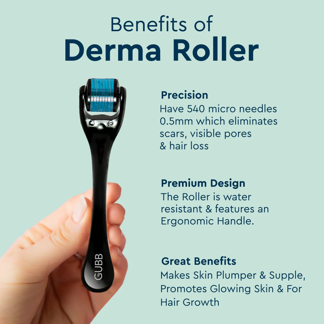 Gubb Derma Roller 540 Needles 0.5MM Blue