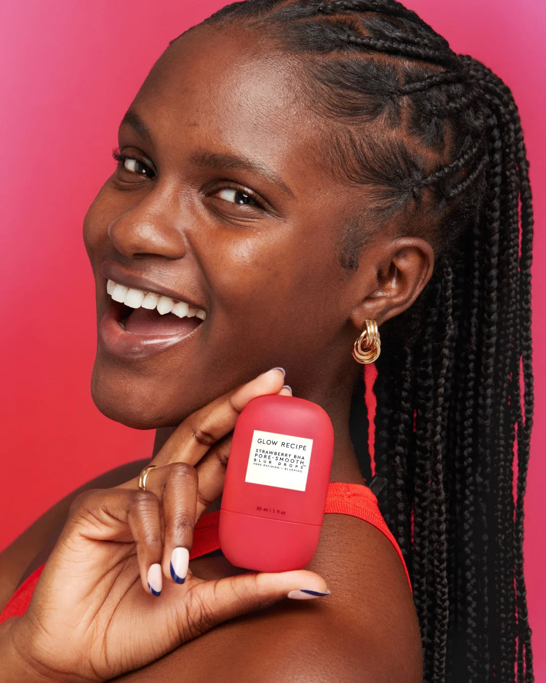 Glow Recipe Strawberry Bha Pore Smooth Blur Drops Serum Treatment + Primer Soin +Base 30ml