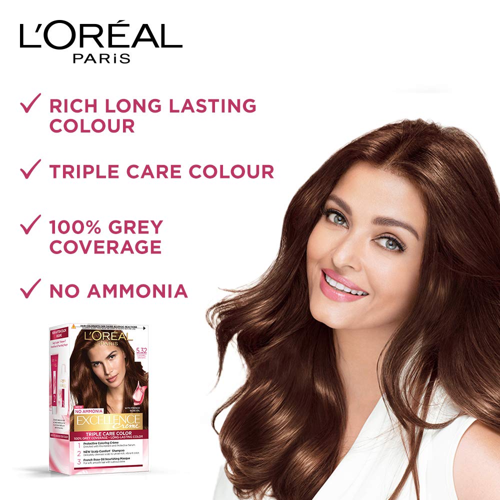 Loreal Paris Excellence Creme Triple Care Color 5.32 Caramel Brown 100G+72ml