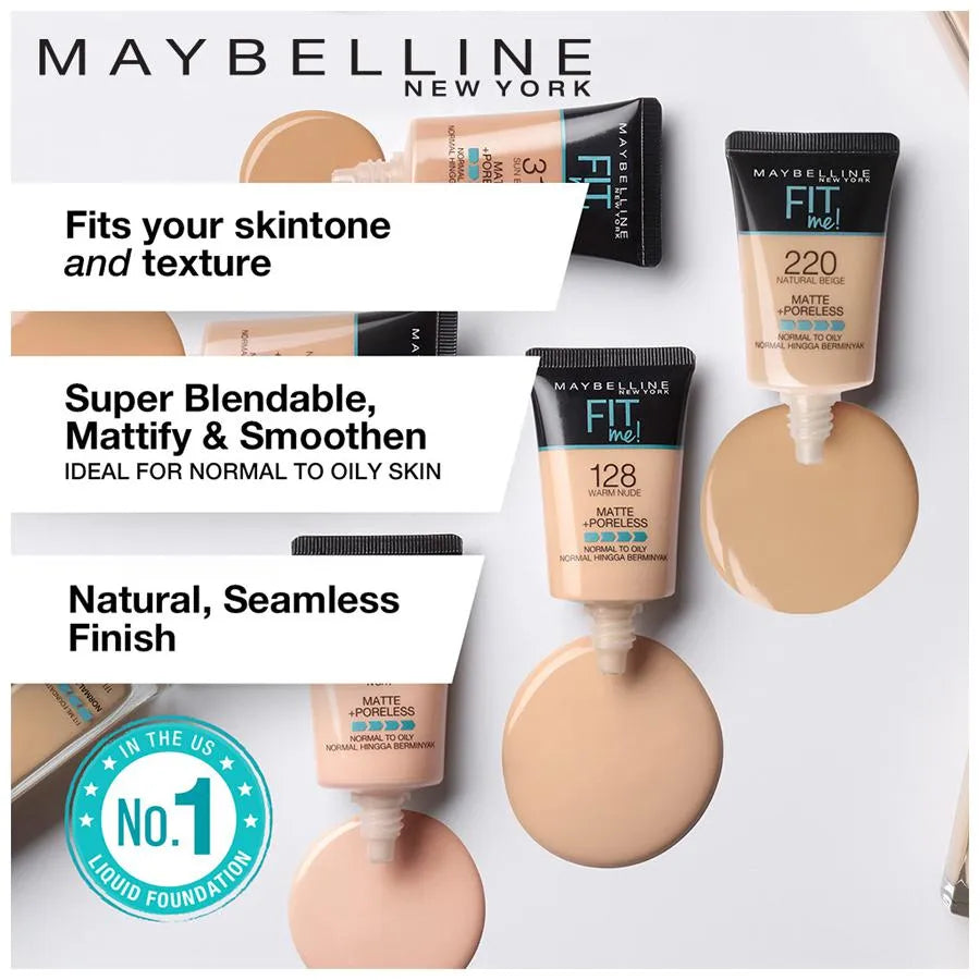 Maybelline New York Fit Me Matte+Poreless Liquid Foundation 18ml