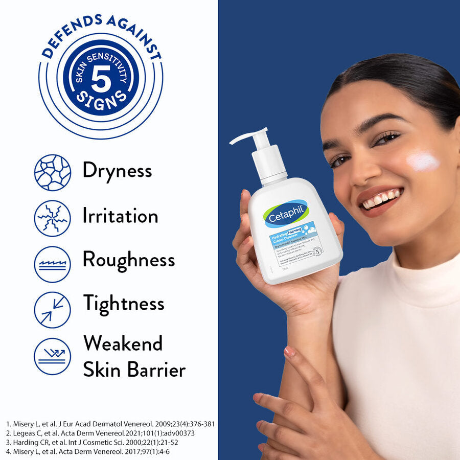 Cetaphil Hydrating Foaming Cream Cleanser 236 ml for Dry to Normal Sensitive Skin with Niacinamide, Aloevera and Glycerin