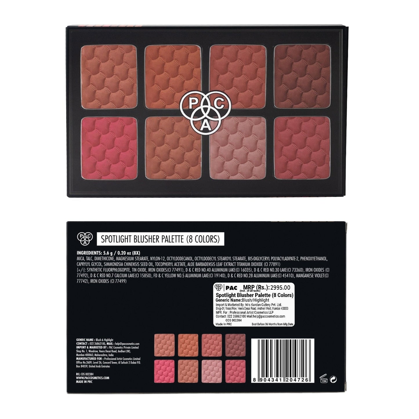 PAC Spotlight Blusher Palette (8 Colors)