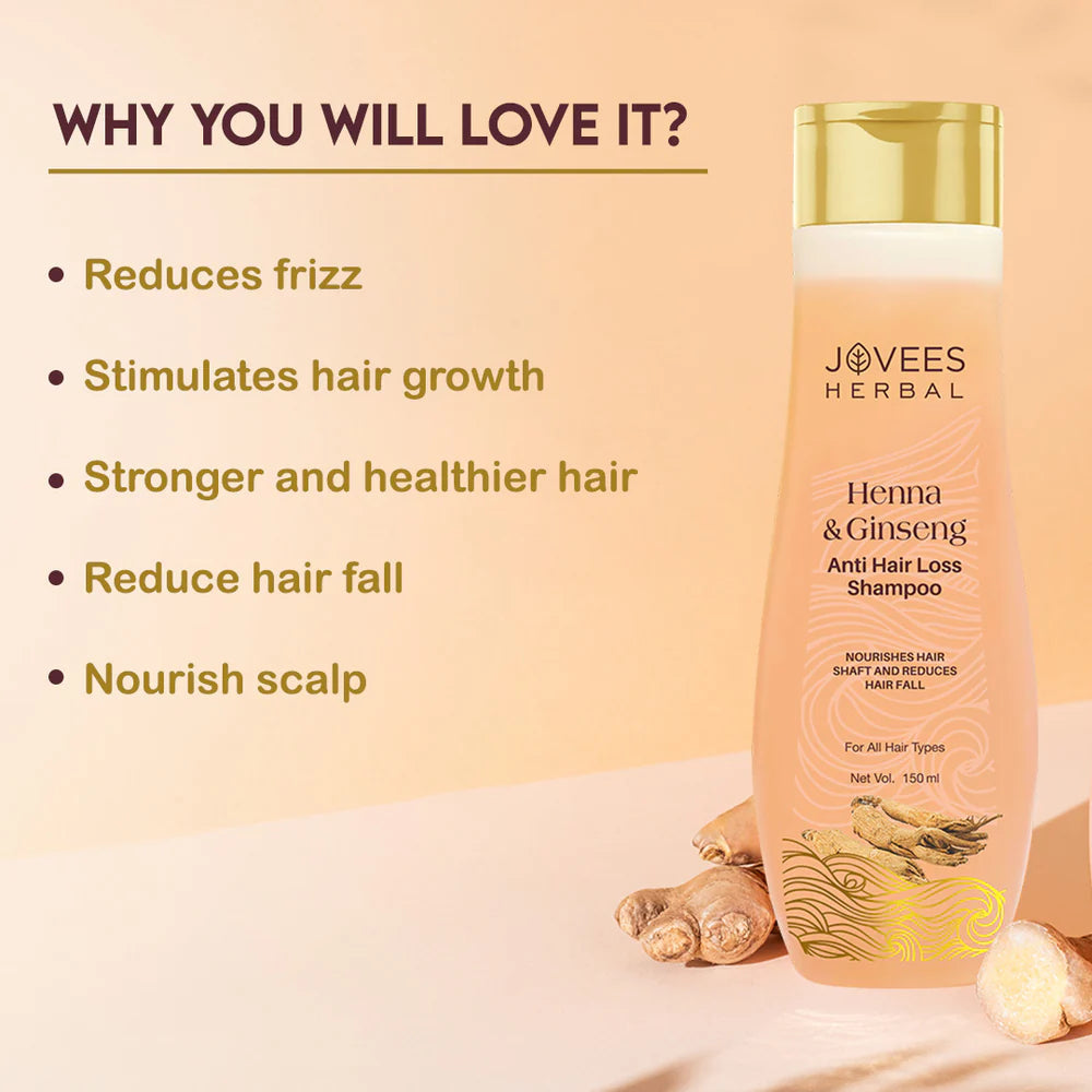 Jovees Henna & Ginseng Anti Hair Loss Shampoo | Promotes Hair Growth 300ml