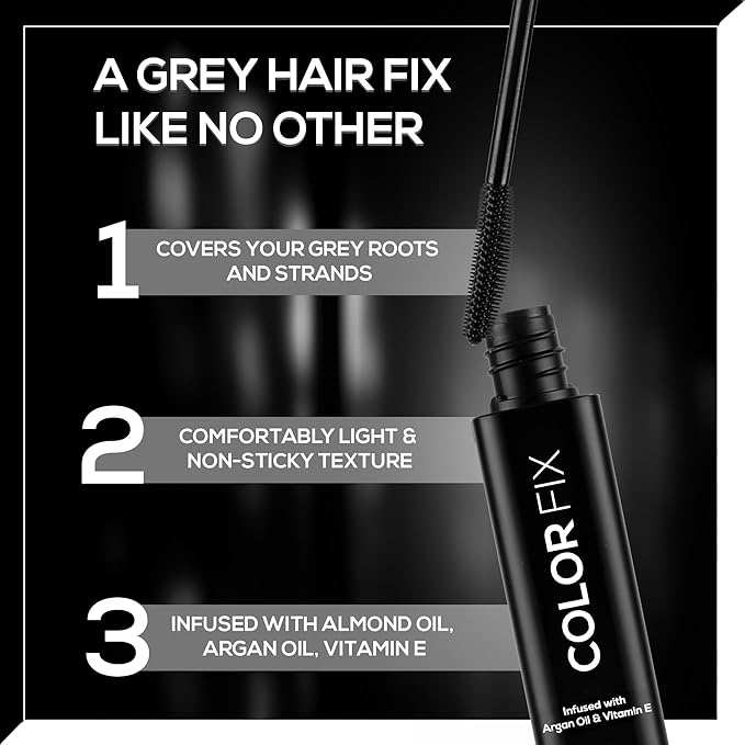 RENEE Color Fix Instant Hair-Colour Touch-Up Wax Stick - Black | Covers Greys | Lightweight, Non-sticky, Quick-Dry, Long-Lasting | Enriched with Almond Oil, Argan Oil & Vitamin E | 15 ml