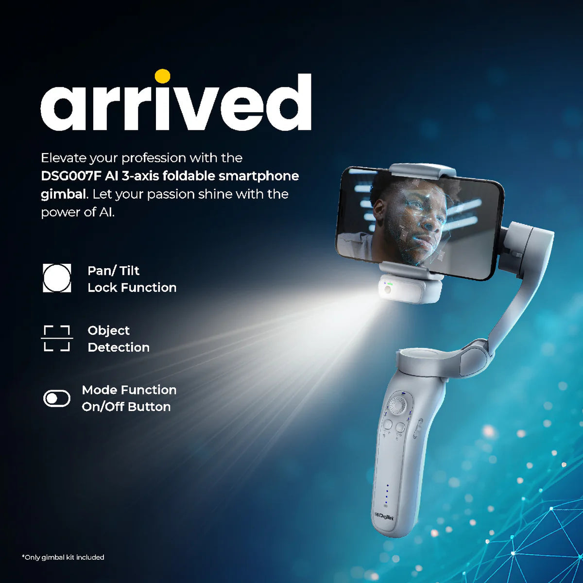 Digitek DSG-007F AI 3 Axis Wide Angle Smartphone Gimbal with AI Tracker & 5 hrs Working time