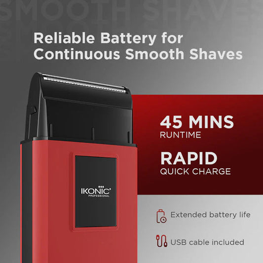Ikonic Professional Bullet Shaver Travel Shaver Cordless ( Red )