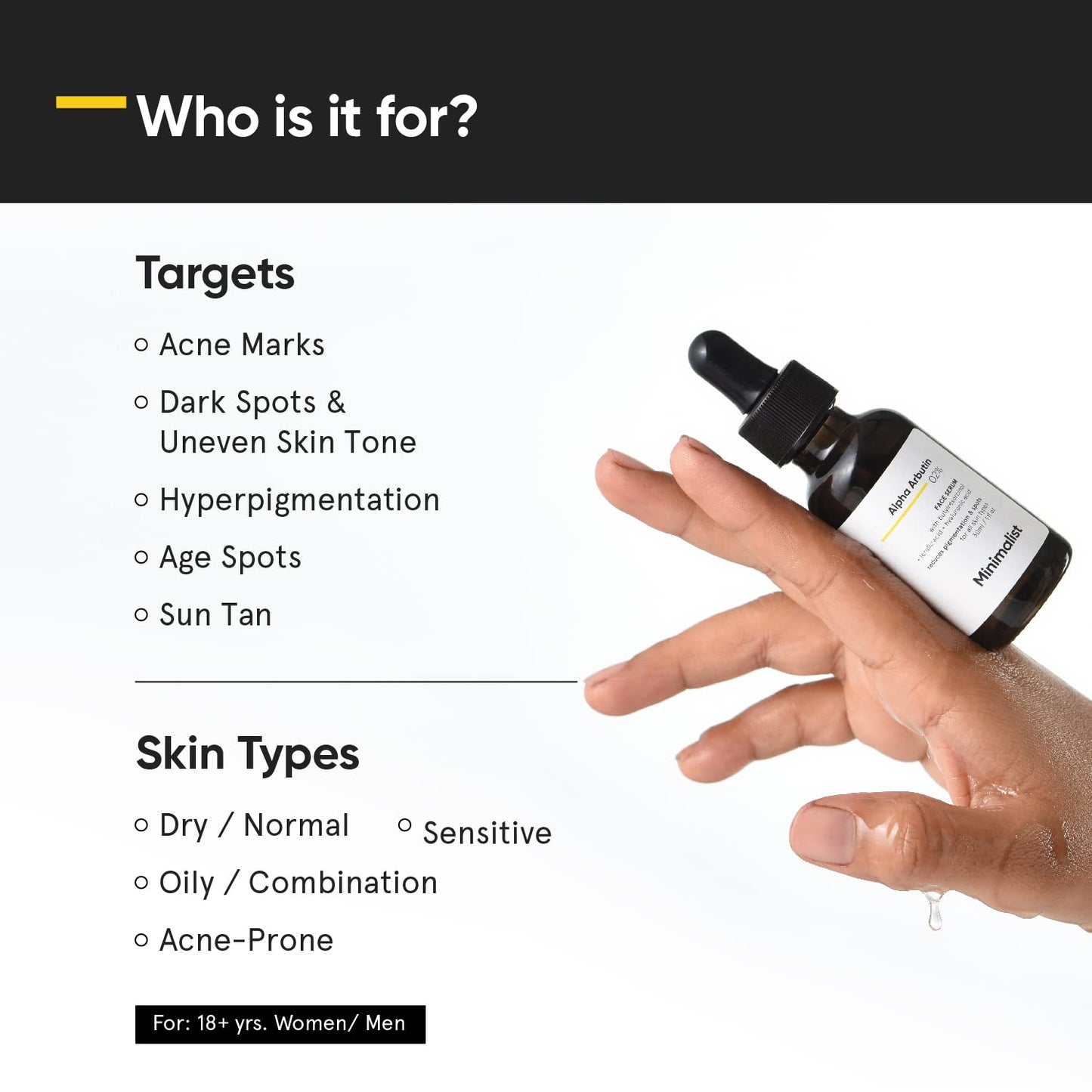 Minimalist Alpha Arbutin 02% Face Serum Reduces Pigmentation & Spots 30ml