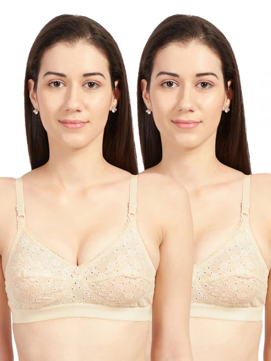 SONARI Cream Chikankari Bra