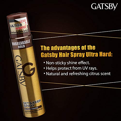 Gatsby Set Unbreakable Set & Keep Spray Ultra Hard Maintains Ultimate Style 250ml