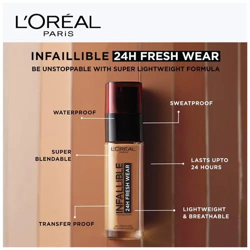 Loreal Paris Infallible 24H Fresh Wear Foundation - SPF 25, Longer Lasting, 30g