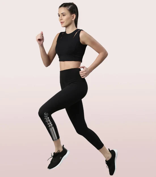 Enamor Shelf Bra Crop Vest | Crew Neck Vest With In-Built Shelf Bra Support | Hugged Fit E123