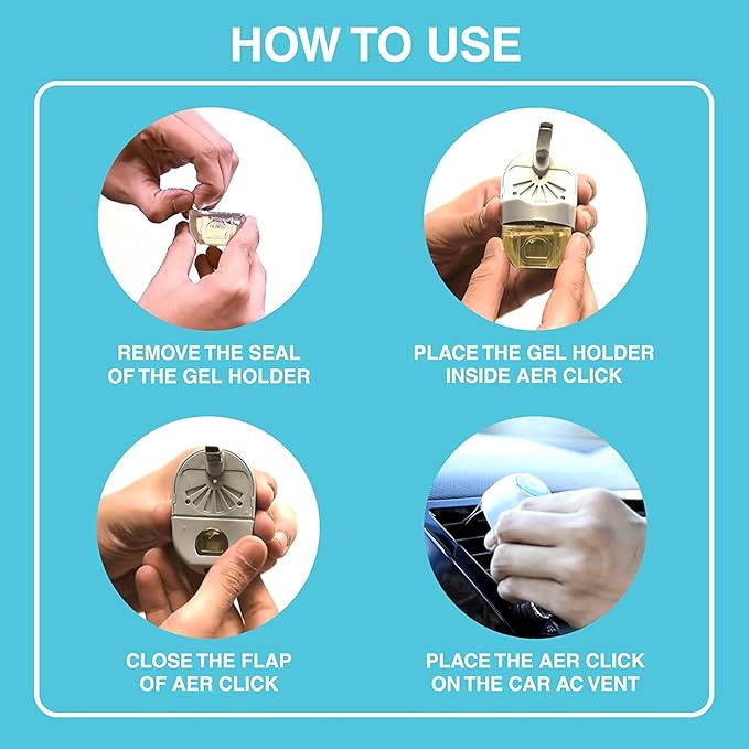 Godrej aer click gel Car Vent Air Freshener Kit Cool Surf Blue
