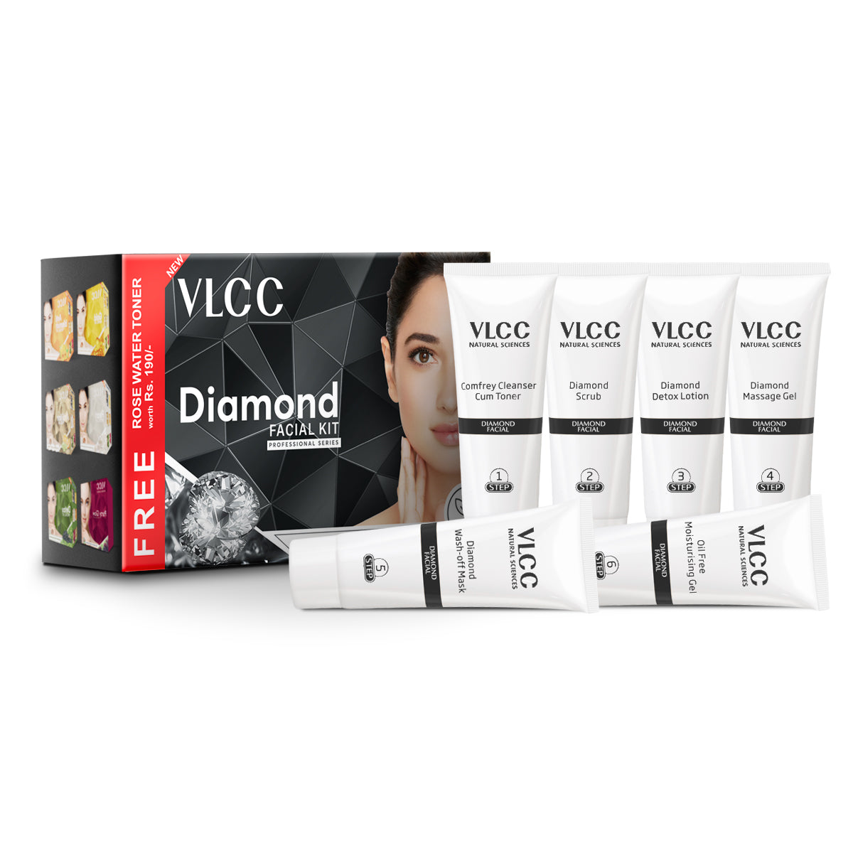 VLCC Diamond Facial Kit with FREE Rose Water Toner 400g