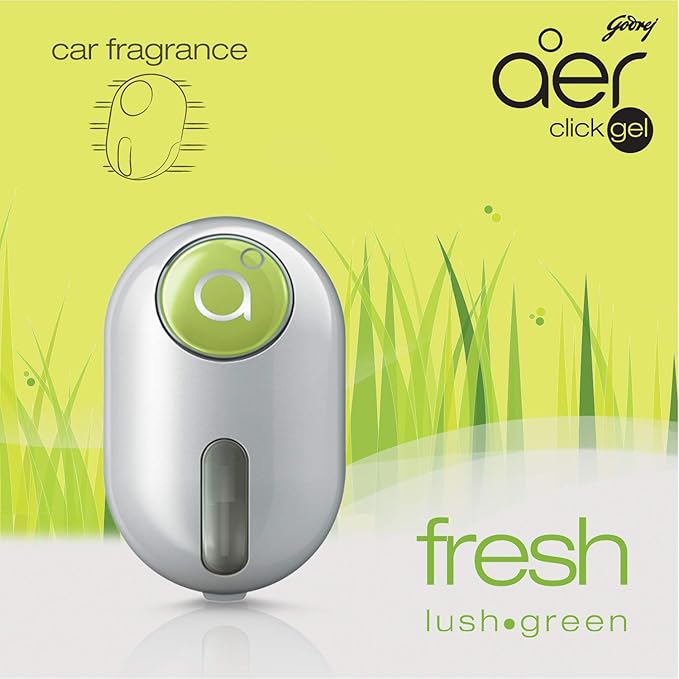 Godrej aer click | Car Vent Air Freshener Kit - Long-Lasting | Spill-proof | Fresh Lush Green