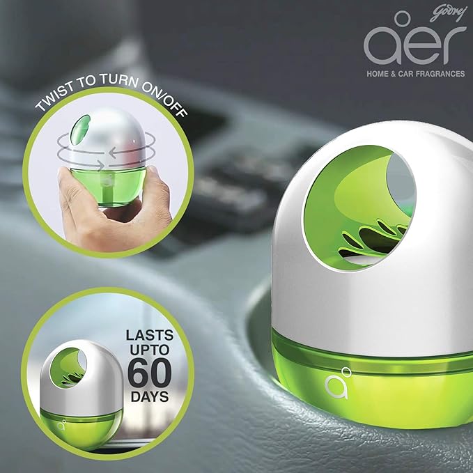 Godrej aer Twist Gel Car Air Freshener Fresh Lush Green 45g