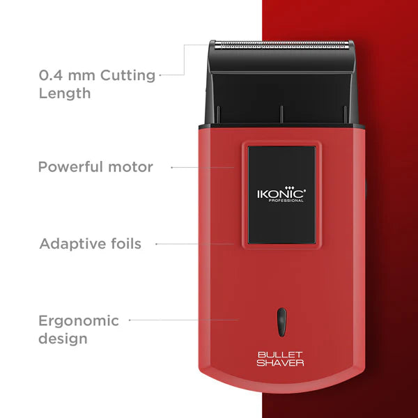 Ikonic Professional Bullet Shaver Travel Shaver Cordless ( Red )