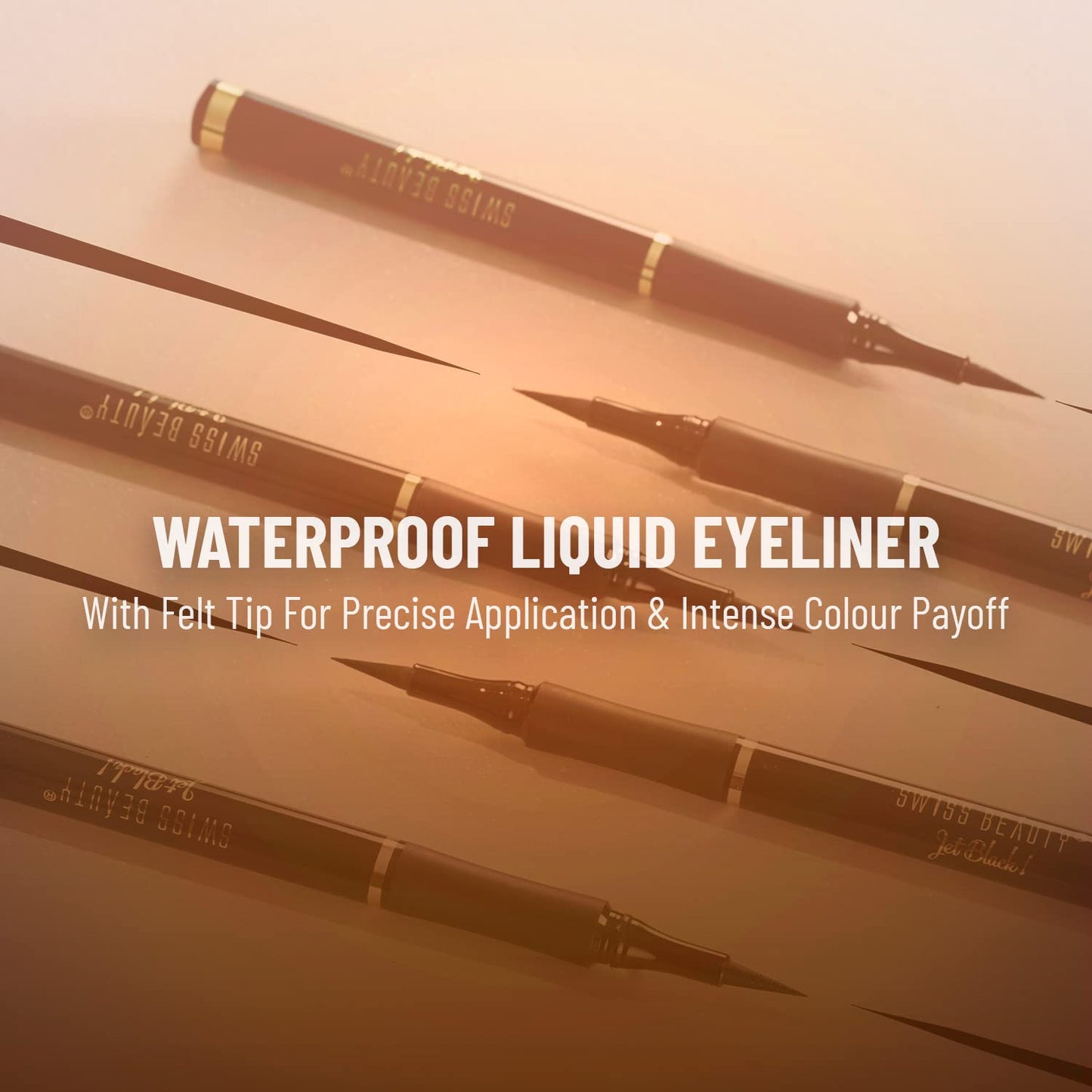 SWISS BEAUTY Waterproof And Long Wearing Bold Felt Tip Pen Glossy Eyeliner | Smudge Proof Eye Makeup | Quick Drying | Jet Black 1.2ml