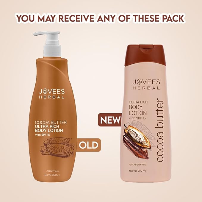 Jovees Cocoa Butter Body Lotion Provides Deep Moisturisation | Non Sticky Body Moisturizer With Cocia Butter | Winter Body Lotion For Smooth and Healthy Looking Skin | For Very Dry Skin 300ml