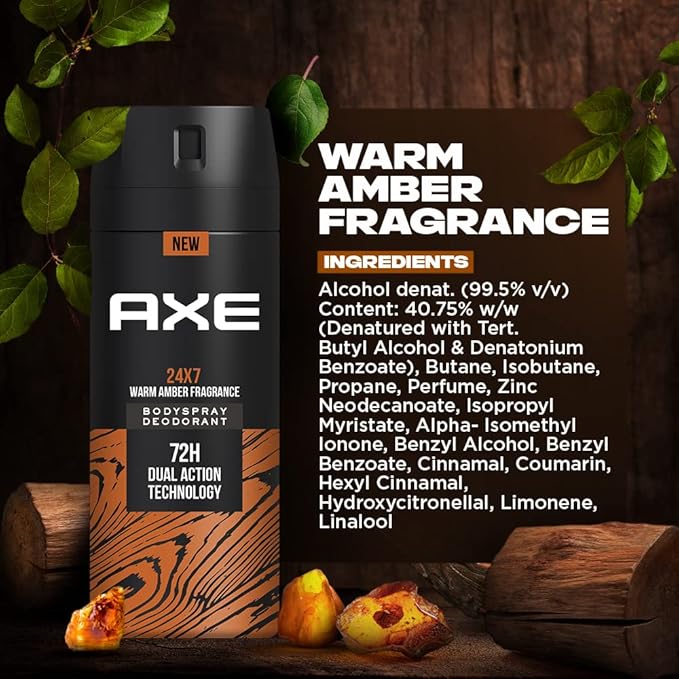 AXE 24X7 Warm Amber Fragrance Face Body Spray for Men 150ml