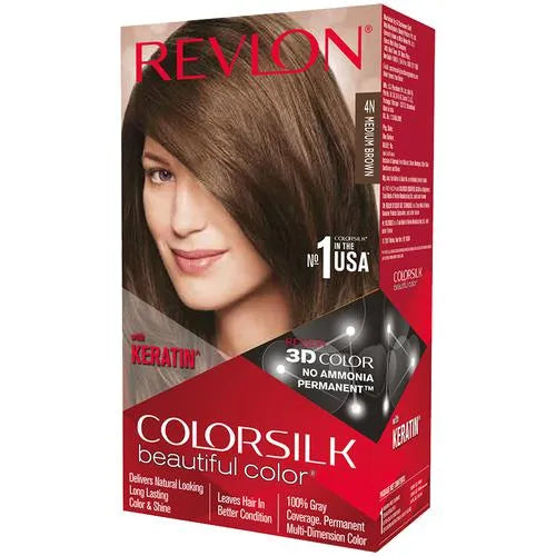 Revlon Colorsilk Hair Color - No Ammonia, With Keratin & 3D Color Gel Technology, 155.61 g Medium Brown 4N